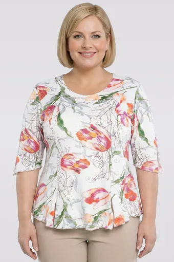 Biała bluzka w tulipany