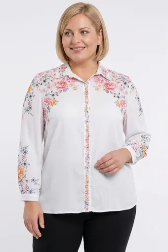 Biała koszula ramiona w różowe kwiaty