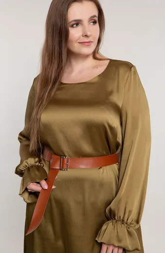 Brązowy matowy pasek ze srebrną klamrą 4cm