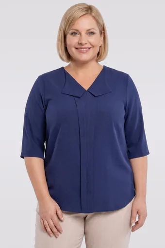 Lniana luźna bluzka w kolorze granatu