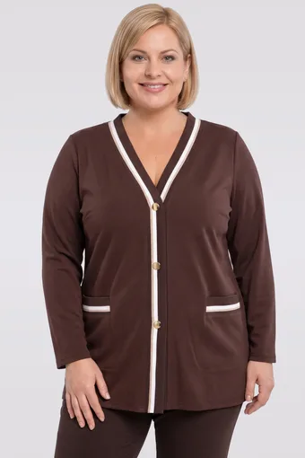 Brązowy sweter złote paski