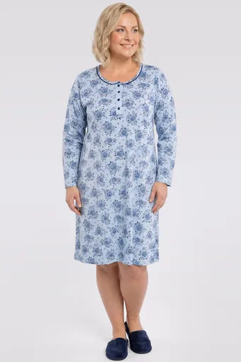 Błękitna koszula nocna w niebieskie kwiaty