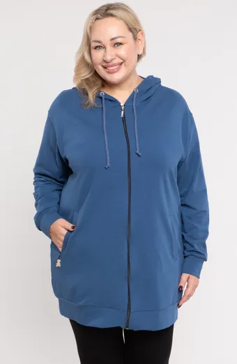 Niebieska bluza z kapturem i kieszeniami
