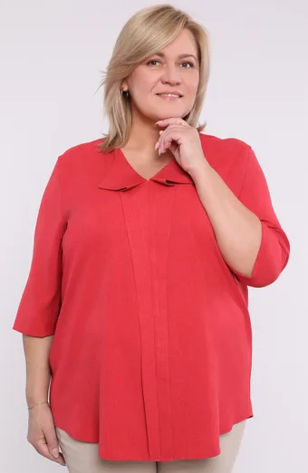 Lniana luźna bluzka intensywna czerwień