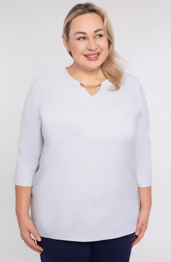 Szara bluzka ze złotą ozdobą