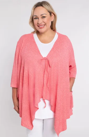 Koralowy sweter z kieszenią