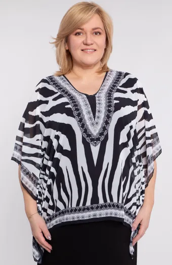 Ponczo wzór zebra