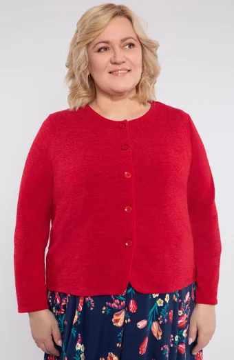 Czerwony sweter na guziki