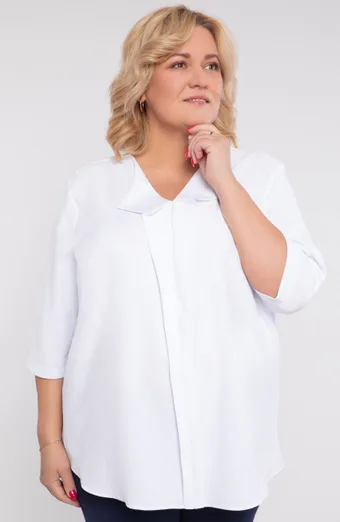 Lniana luźna bluzka w białym kolorze
