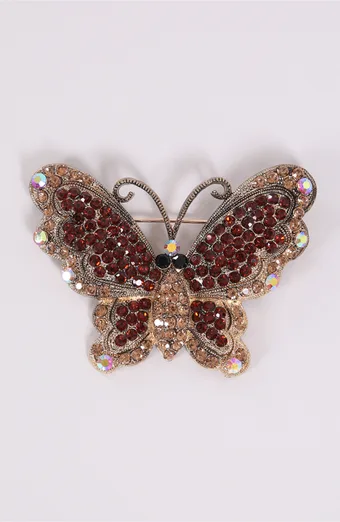 Broszka bordowy motyl