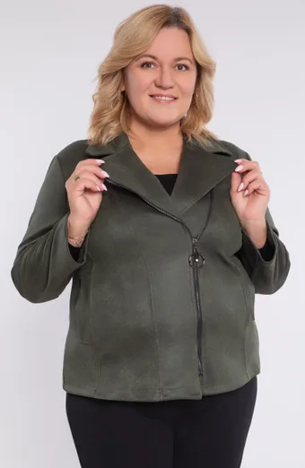 Khaki kurtka z imitacji skóry