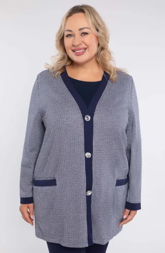 Granatowy sweter ze srebrną nitką