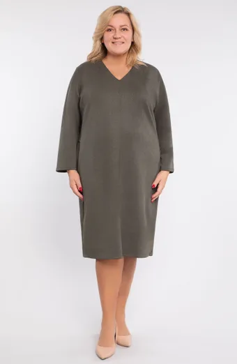 Zamszowa sukienka w kolorze khaki