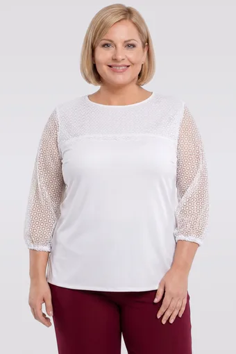 Biała bluzka ażurowe rękawy