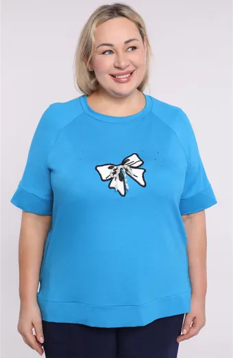Niebieska bluzka z aplikacją