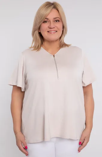 Beżowa bluzka z suwakiem